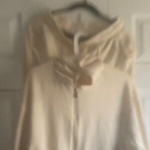 Cream Zip-Up Hoodie pants and top sets